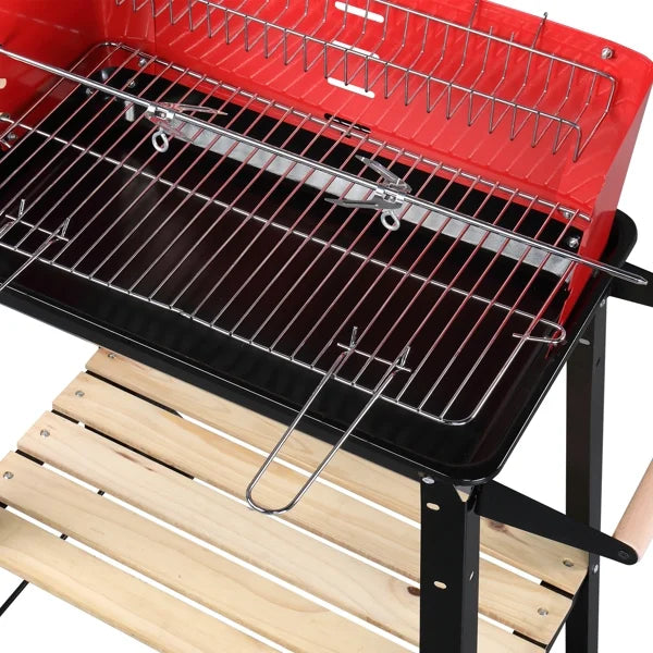 Cooking Backyard 27 Square Heavy for with Small Coal Charcoal Patio for Grill Duty Barbecue Grill BBQ Wheels Camping Outdoor Inch Portable