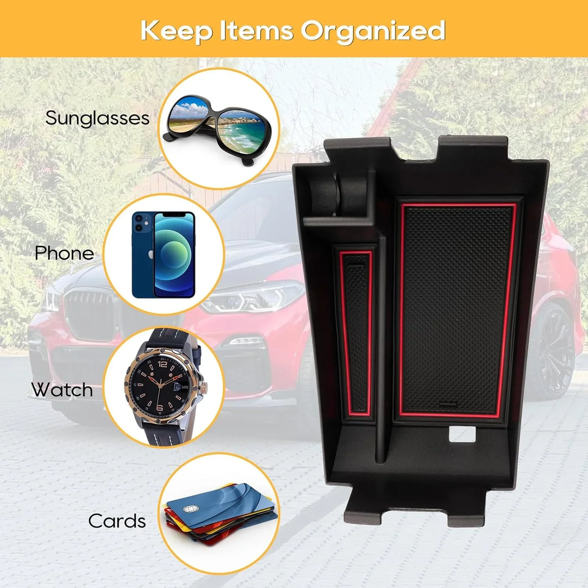 G05 Center Console 2021 2019 X5 Organizer Insert for Console Holder Armrest Organizer Accessories Center 2022+ LFOTPP Sunglasses G07 G05 G06 for Tray with X6 Coin 2020 Storage Secondary BWM Box X7 X5