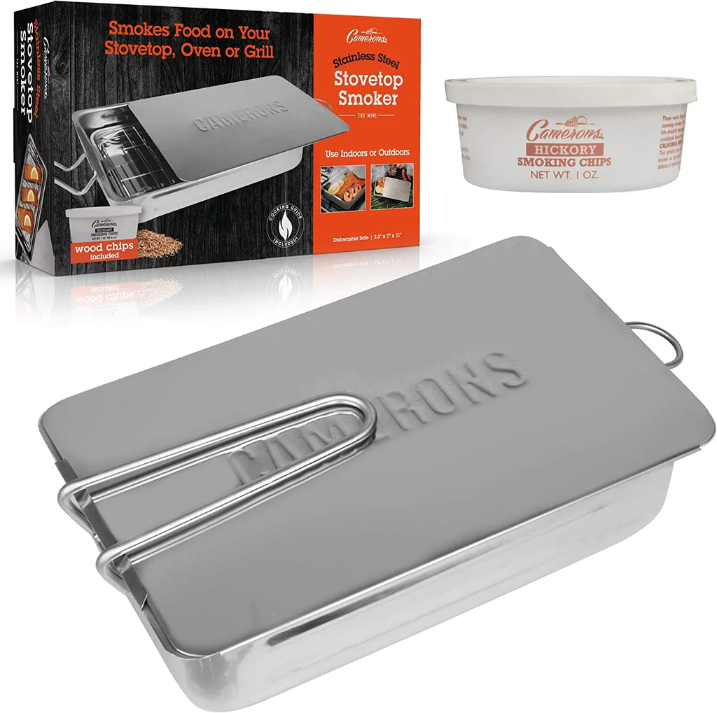3.5”) Sample 11” with Mini Box - Outdoor Heat Over Smoker Chip - x x Works Any Stovetop Wood (7” Stainless Source, Indoor Steel or Gourmet Smoking