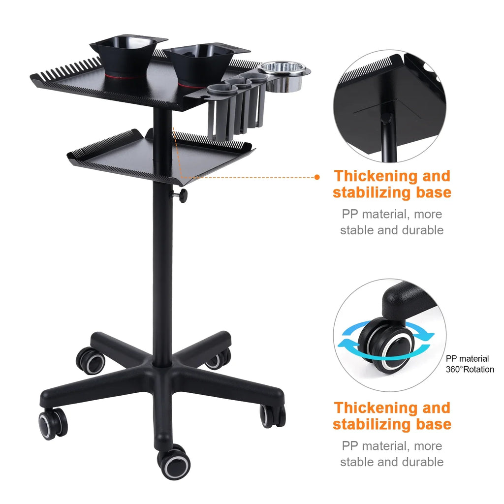 Wheels Cart 2-tier Trolley,Station Hair Stand Salon Movable With Bestauty Cart 2 Clinic Salon Adjustable Adjustable Hair Salon Beauty On Salon Beauty Salons Adjustable 2 Hair Cart Stand Salon Movable