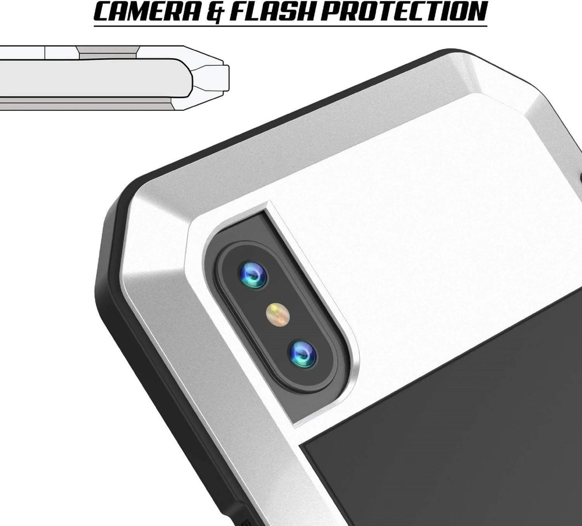 Travel (Silver) Duty Grade and Shockproof Plus Resistant Rugged Gorilla Military Metal 6 Outdoor Case Protection, iPhone Glass Aluminum Scratch Heavy