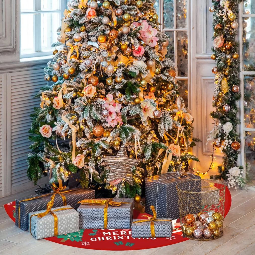Tree Outdoor 36 Pattern Christmas Tree Ornaments Plush Soft Christmas and Party Indoor Tree Mat for Skirt Holiday Gold Red Skirt with Decorations Inches Snow