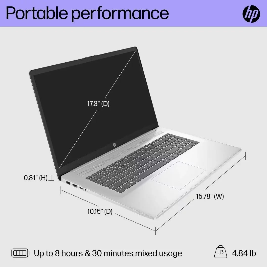 Intel RAM, Core 1TB 17.3" 32GB i7-1355U, HP Home Win11 Laptop, HD Backlit Touchscreen SSD, Keyboard,