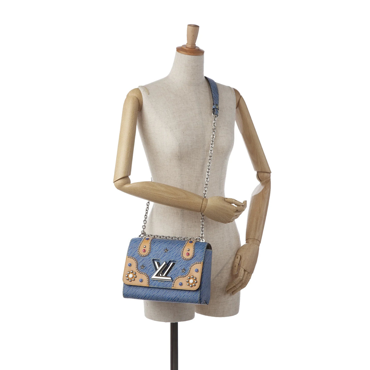 Epi Twist MM Bag Authenticated Blue Studded Crossbody Leather (Good) Louis Pre-Owned Vuitton Unisex