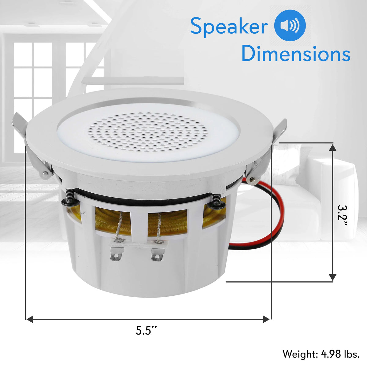 Aluminum 4’’ 2-Way Pair Built-in Frame Bluetooth PDICBTL4 LED - Ceiling with PYLE-HOME Speaker Speakers, Wall / Lights