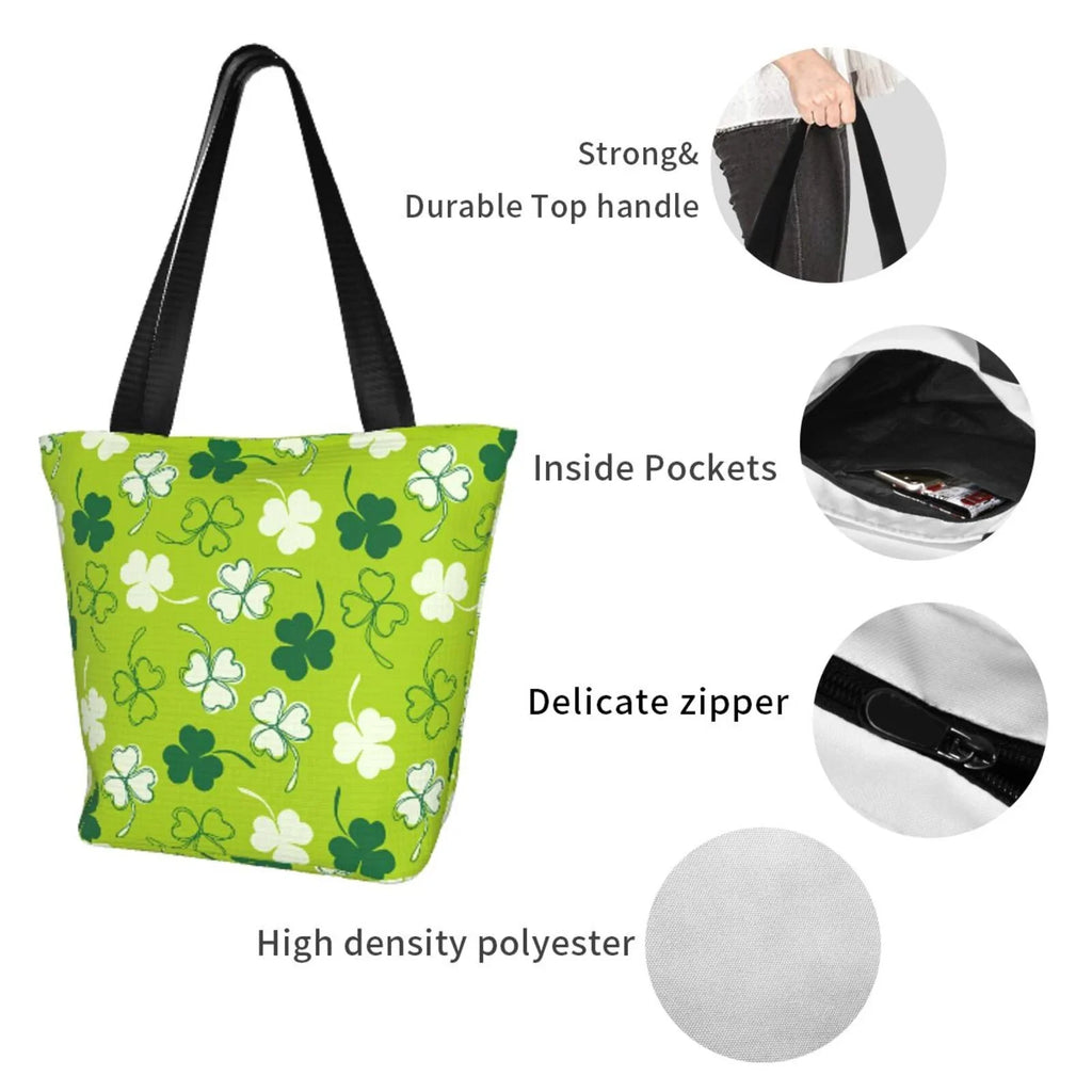 Groceries, for Bag, Fitness Handbag with Bag Shopping Easygdp Suitable Canvas Tote Stylish Day7 Buying St Office, Patrick's Zip, Shoulder