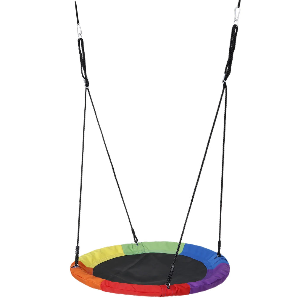 Rainbow Ropes Tree Rotate°, 360 Saucer Set UV 70’’ Outdoor Web Multi-Color Adjustable Steel 700lb 40" Kids Waterproof, - ZenSports Protection, Frame, Swing