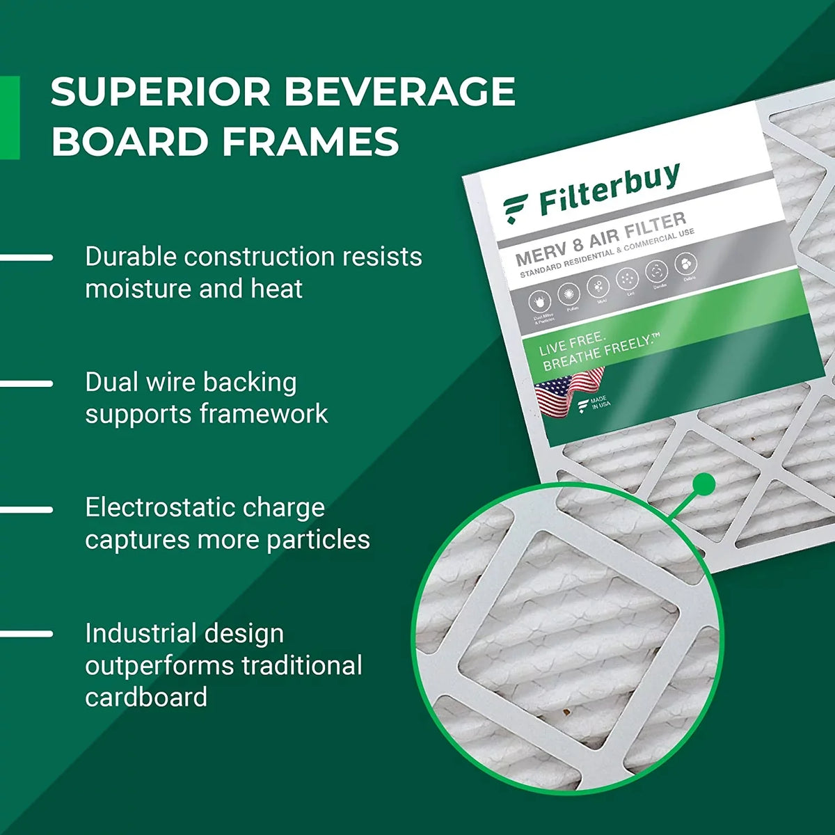AC Furnace Filters HVAC 8 Air 17x22x1 (2-Pack) Filterbuy Pleated MERV