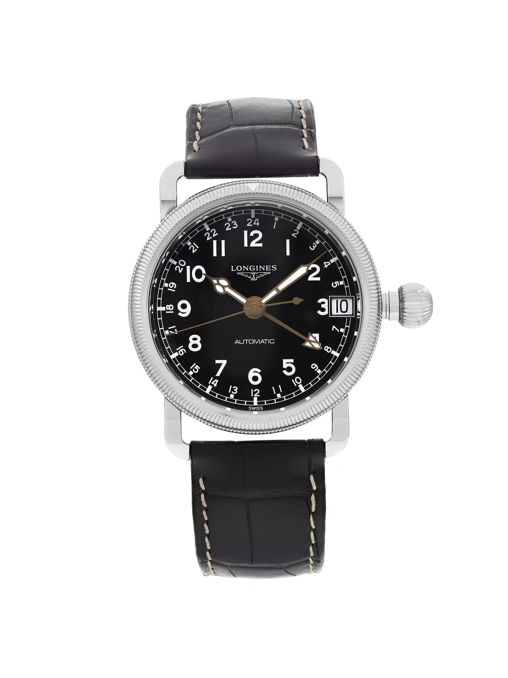Avigation Steel New L2.778.4.53.2 GMT Watch Heritage Automatic Longines Black