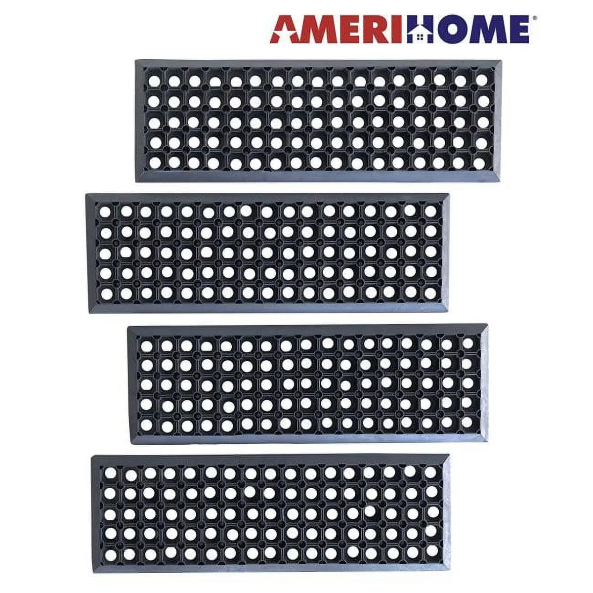 RMT10304 Tread AmeriHome 4 Black 10 Piece Stair Drainage x - in. 30 Set, Rubber
