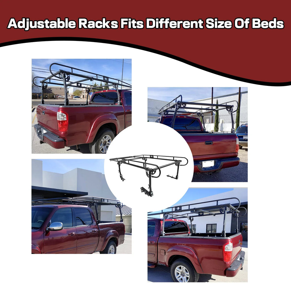 1000 LBS Truck Lumber Universal Cab Ladder Rack Bar 60 Adjustable Over-Cab Bed Pickup Kayak Contractors Kojem Rack Side Long Inch