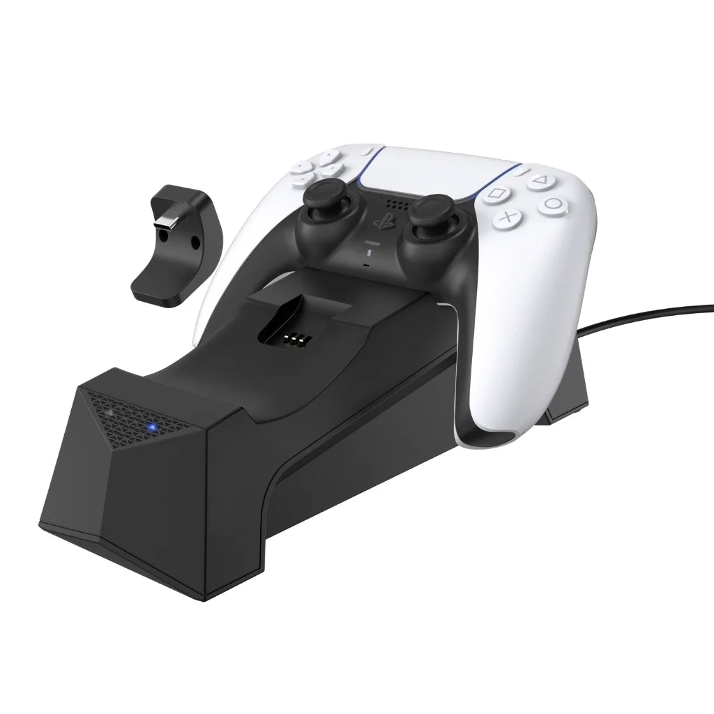 Version Disc Souls Console Charge Surge Demon's Controller Extra Sony 5 Controller, Dock with Playstation and Dual White Bundle