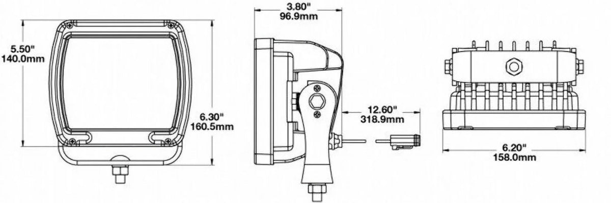 24V 6 1300581 Beam JW Light, Square Black Speaker LED in. 526F Flood