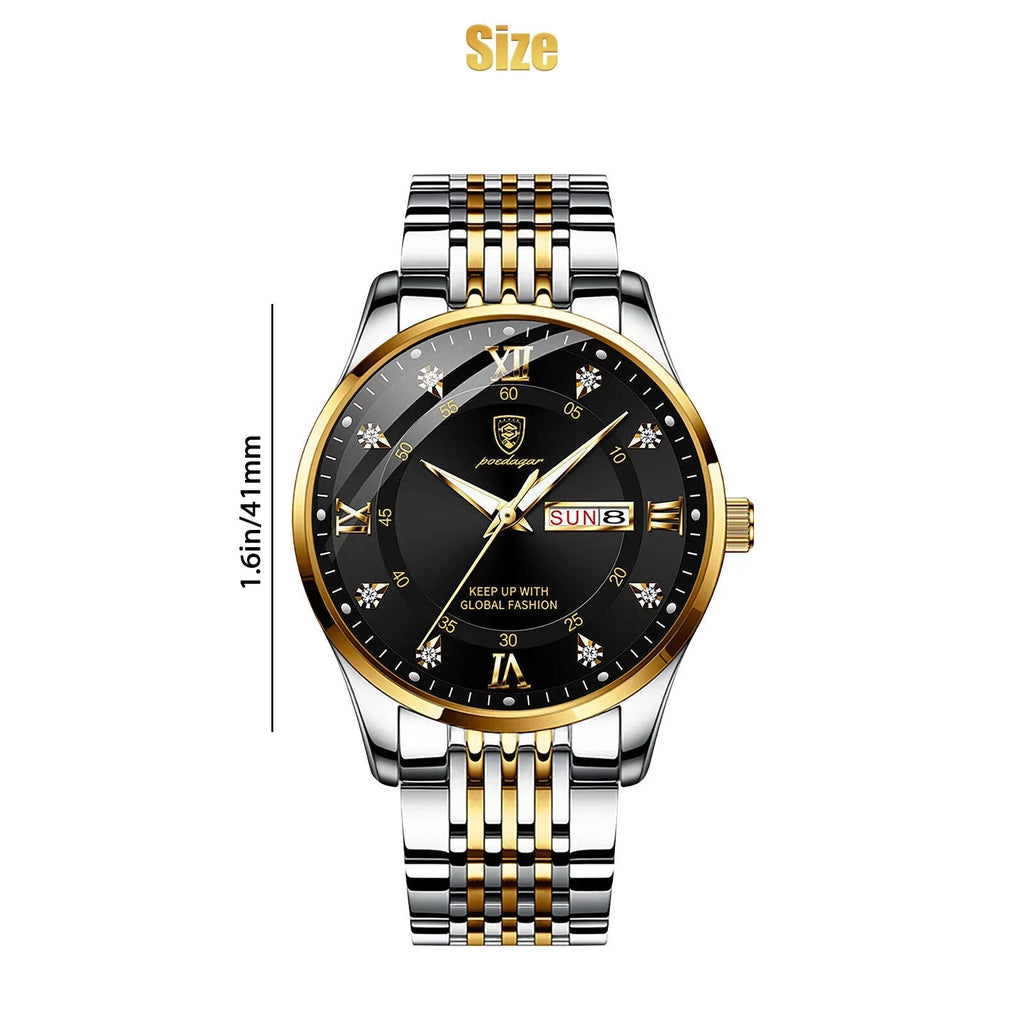 Steel Waterproof Relojes Watch Men's Stainless Quartz De Classic Hombre Luminous