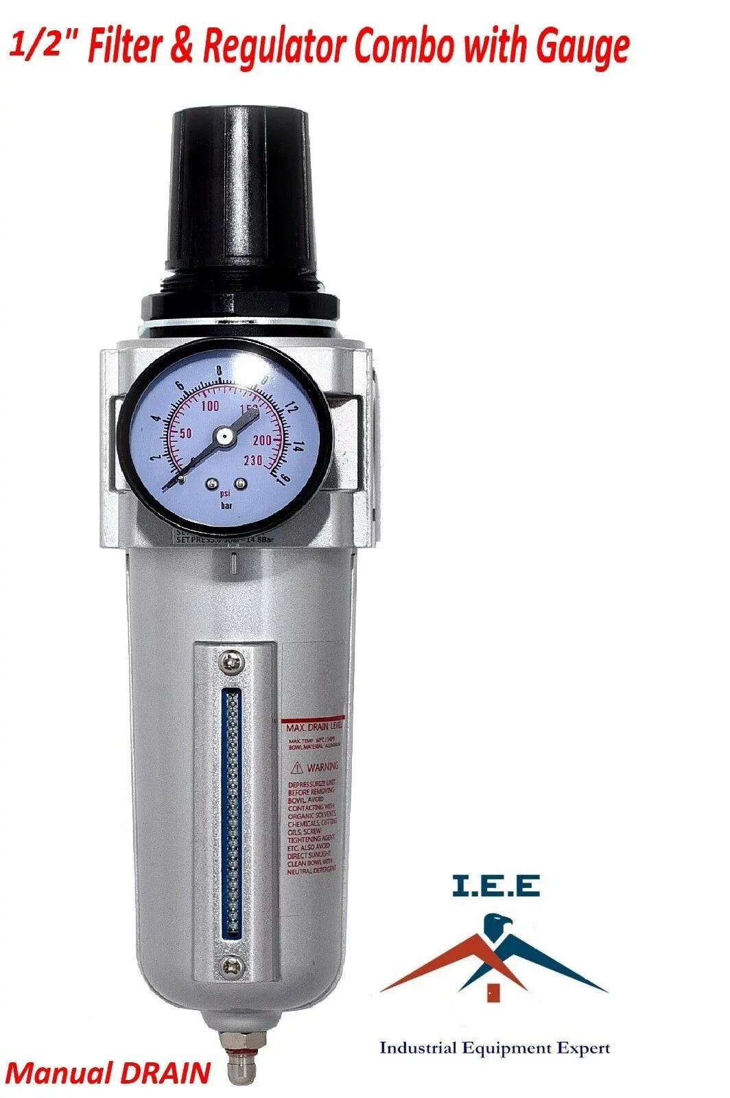 Filter & Pressure Air Regulator combo gauge 1/2" Compressor &