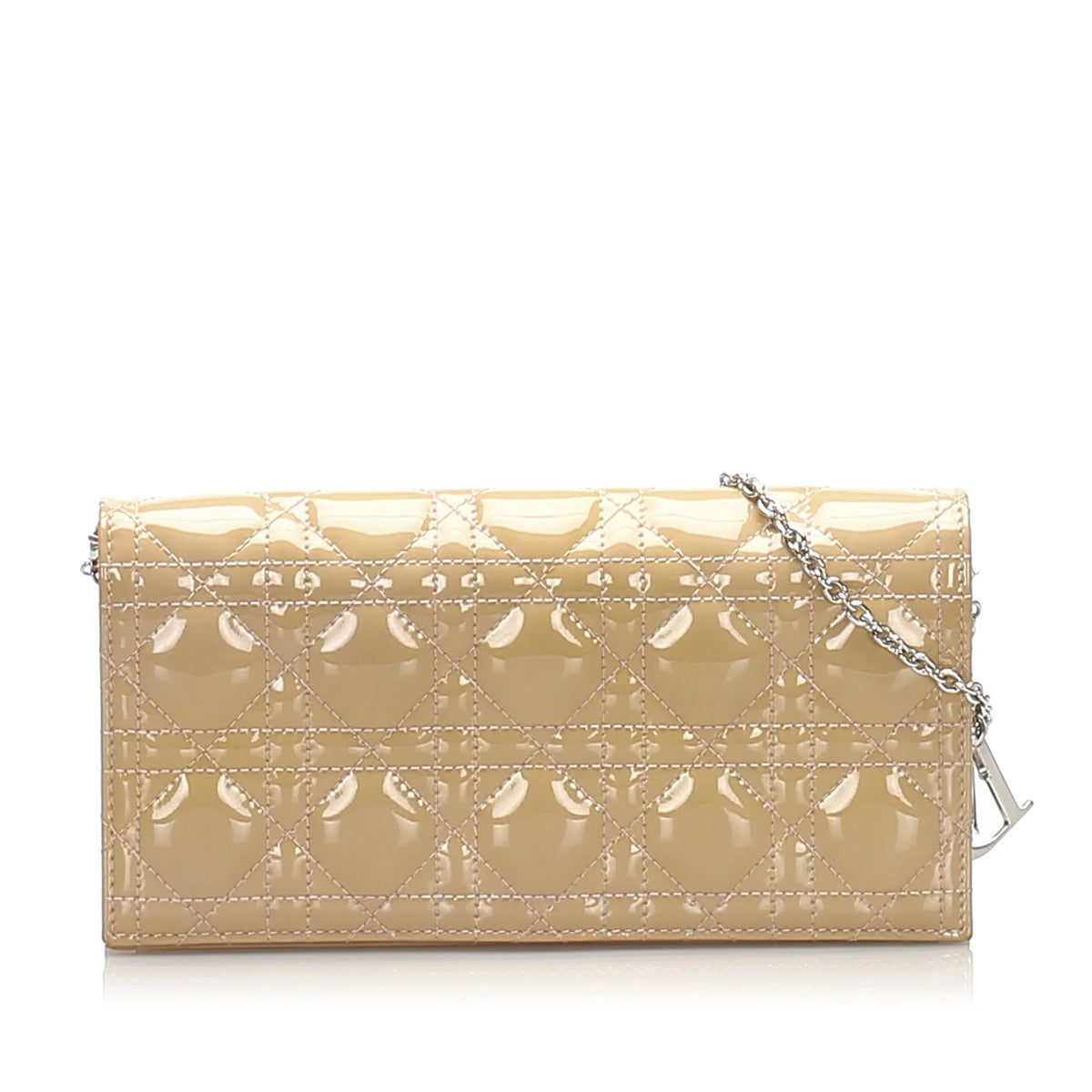 Cannage Wallet Pre-Owned Crossbody Patent on Authenticated Leather (Good) Brown Chain Women Dior Bag