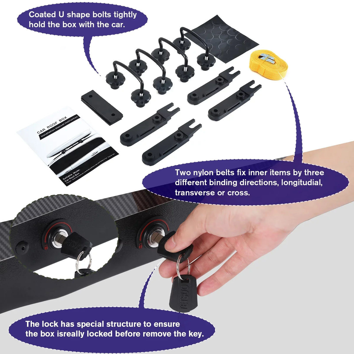 30.3" Locks, 13 for Cargo Fibre Carbon L with Rooftop Rooftop Hard Box Waterproof Cargo Rooftop H, Large Cargo SUV Shell Carrier W x x 13.8" 56.3" ft³ Double Box Grain