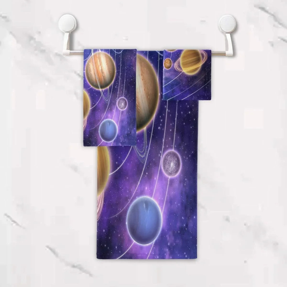 1 Set, 3 Towels, Solar Washcloths Towels Bath Hand Quick-Drying and Planets Towels Piece Absorbent, 1 Coolnut System cloth 1 & Wash
