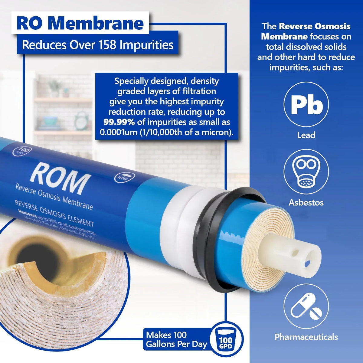 100 Express 24 Total Water Replacement With Water Reverse Osmosis 5-Stage Filter Filter Cartridges 3-Year GPD Membrane Kit