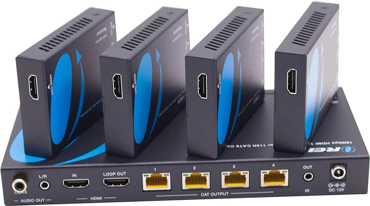With 115 Over Multiple - IR Remote Management 4:4:4 4K@60Hz Single 4K Ft Extender Loop Up HDCP - by Cable to Latency Support 1x4 Out - HDMI - EDID Full OREI Splitter Low CAT6/7 2.2