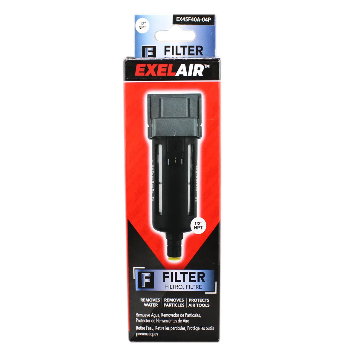 Automatic - - NPT Float/Overnight by Polycarbonate 1/2" Air Bowl, Milton FRL EXELAIR™ (EX45F40A-04P) Filter