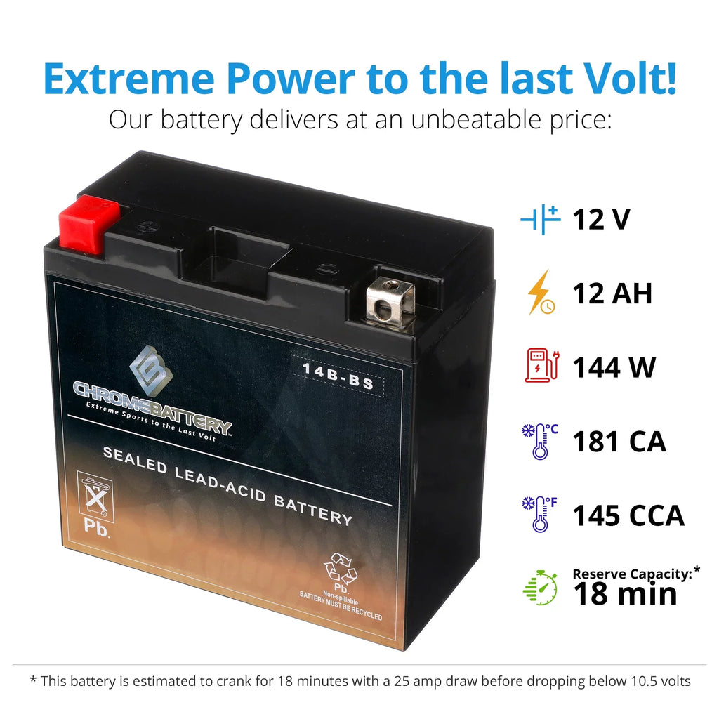 Motorcycle Hyosung Se Year Battery 12 (09-13) (14b-bs Gv650, 135 Volts,12 Chrome Yt14b-bs for Cca) Ah, Battery