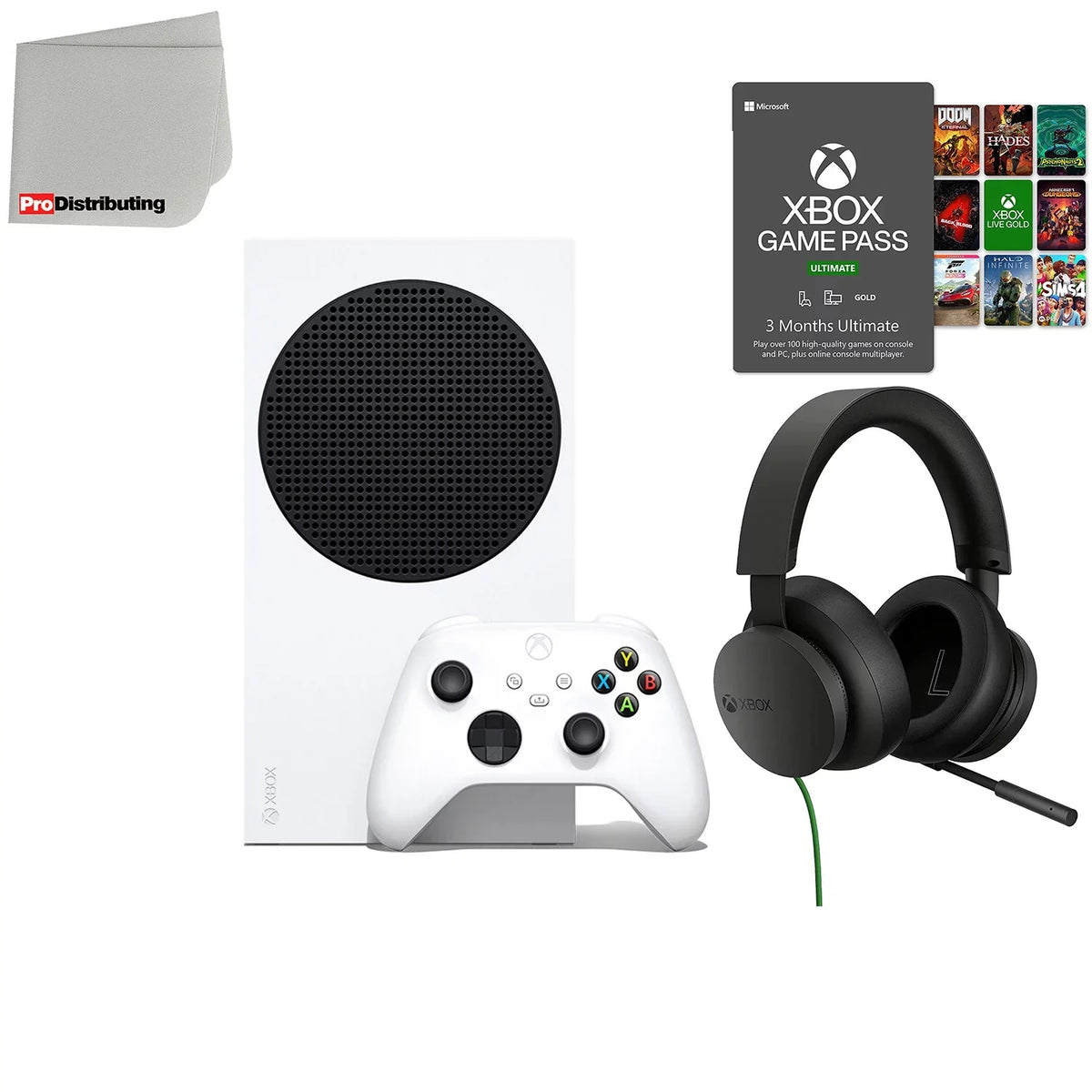 Game Cloth Bundle Gaming 512GB and Cleaning Microsoft Xbox Series All-Digital Xbox 3-Month Ultimate Gamepass Microfiber Stereo Video Console with Headset,