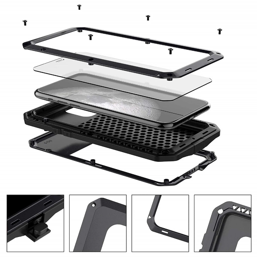 Travel (Silver) Duty Grade and Shockproof Plus Resistant Rugged Gorilla Military Metal 6 Outdoor Case Protection, iPhone Glass Aluminum Scratch Heavy
