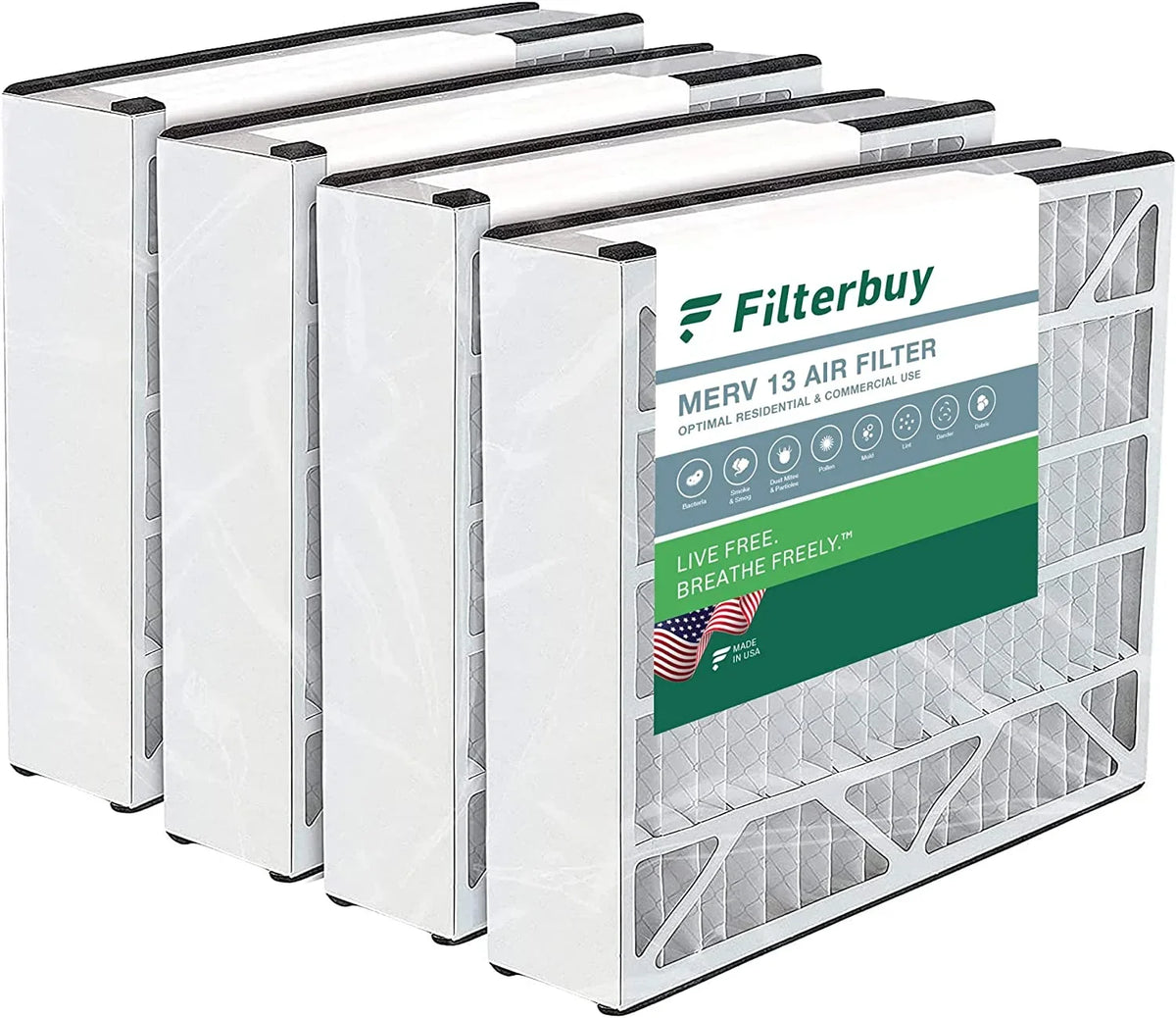 Furnace for HVAC (4-Pack) 20x20x5 Air Bear MERV 13 255649-103 Filterbuy Trion Filters Pleated AC Air