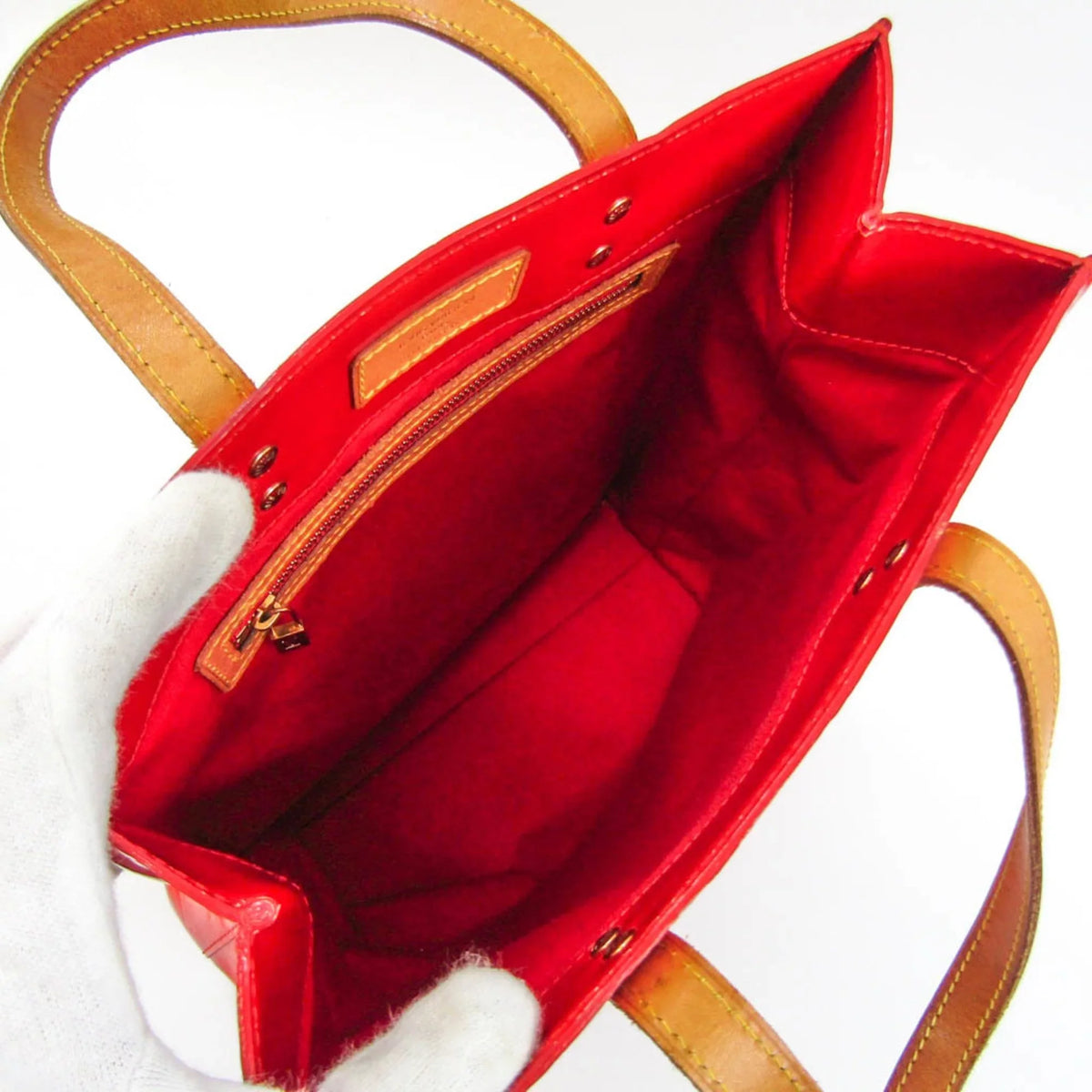 Louis Pre-Owned Handbag Women's (Good) Vernis Reade MM M91086 Rouge Monogram Vuitton