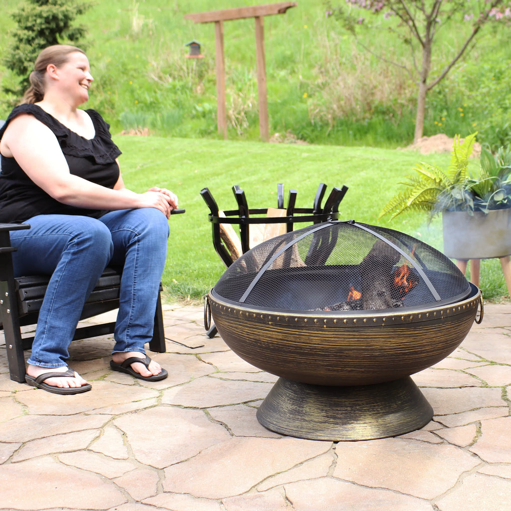 Royal Fire Spark Sunnydaze Steel with Poker and Outdoor Pit Screen 30"