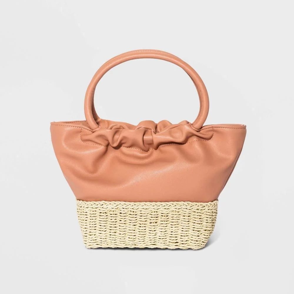 '- Mini Handbag Natural, Day Straw Brown A Tote New