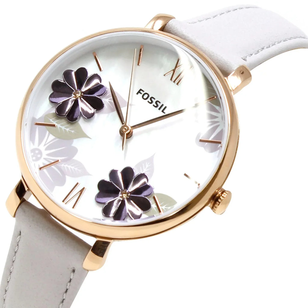 Jacqueline Fossil Rose-Gold Quartz Watch Leather ES4672 Japanese Fashion Women's