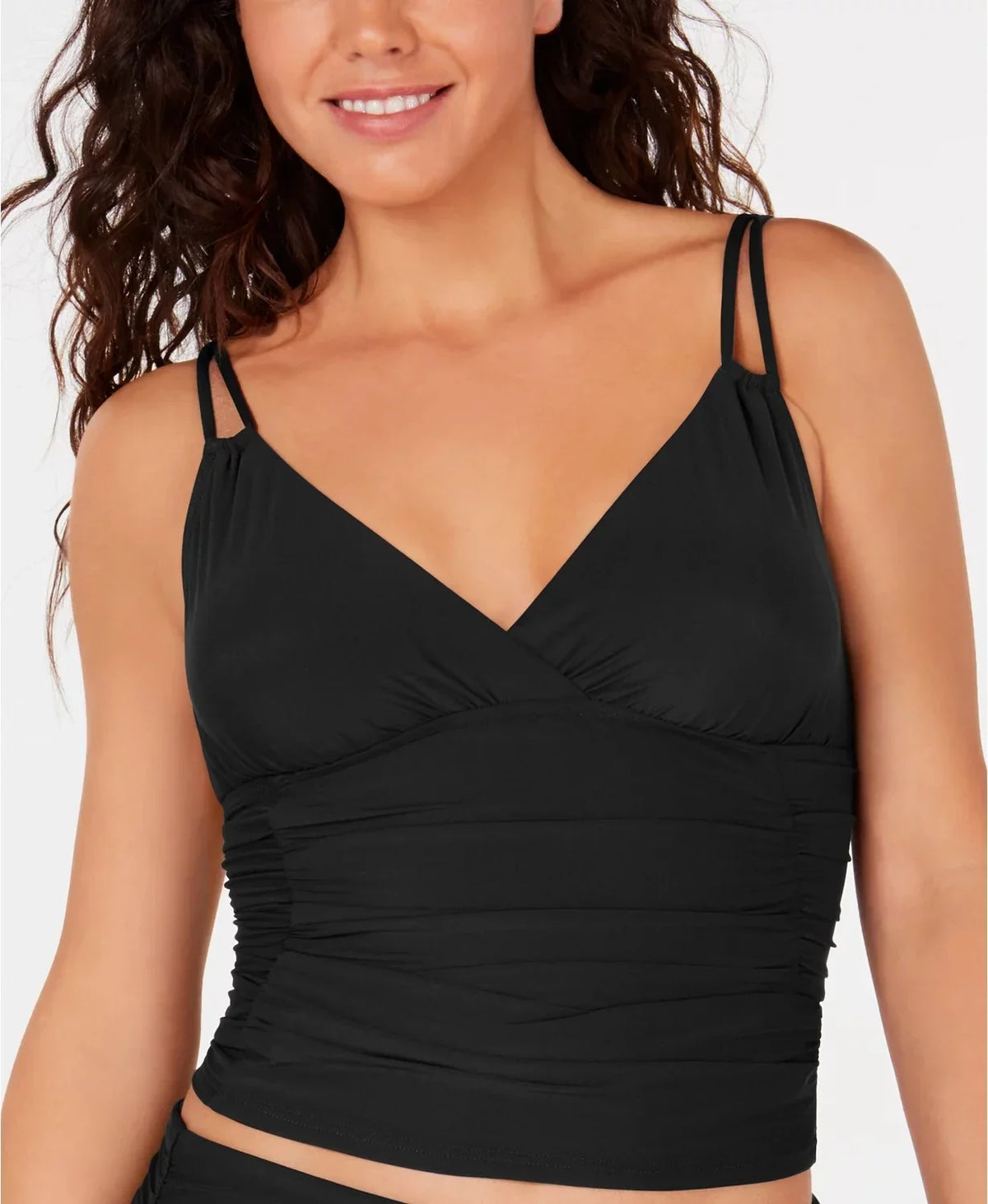 Ruched BLACK Calvin Klein Top, Tankini X-Small Swim US
