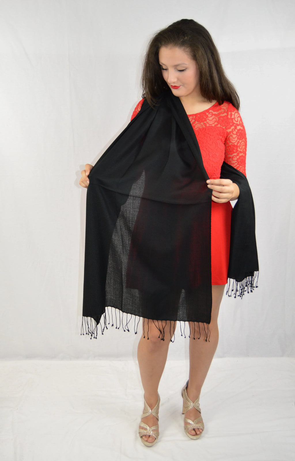 Fancy Pashmina (Black Shawl/Summer Shawl) Regular Shawl/Water Shawl/Pashmina weight Shawl/Evening Shawl/Scarf/Scarves Shawl/Sheer Shawl/Light