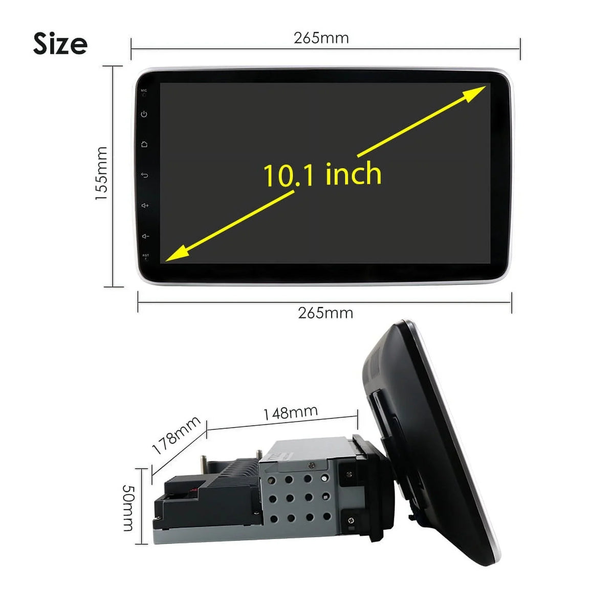 Wifi Car Android Stereo Screen Hizpo Apple Carplay& Radio 10.1'' Navigation With Auto Touch 10 GPS DIN Single 1 Bluetooth Android Rotatable