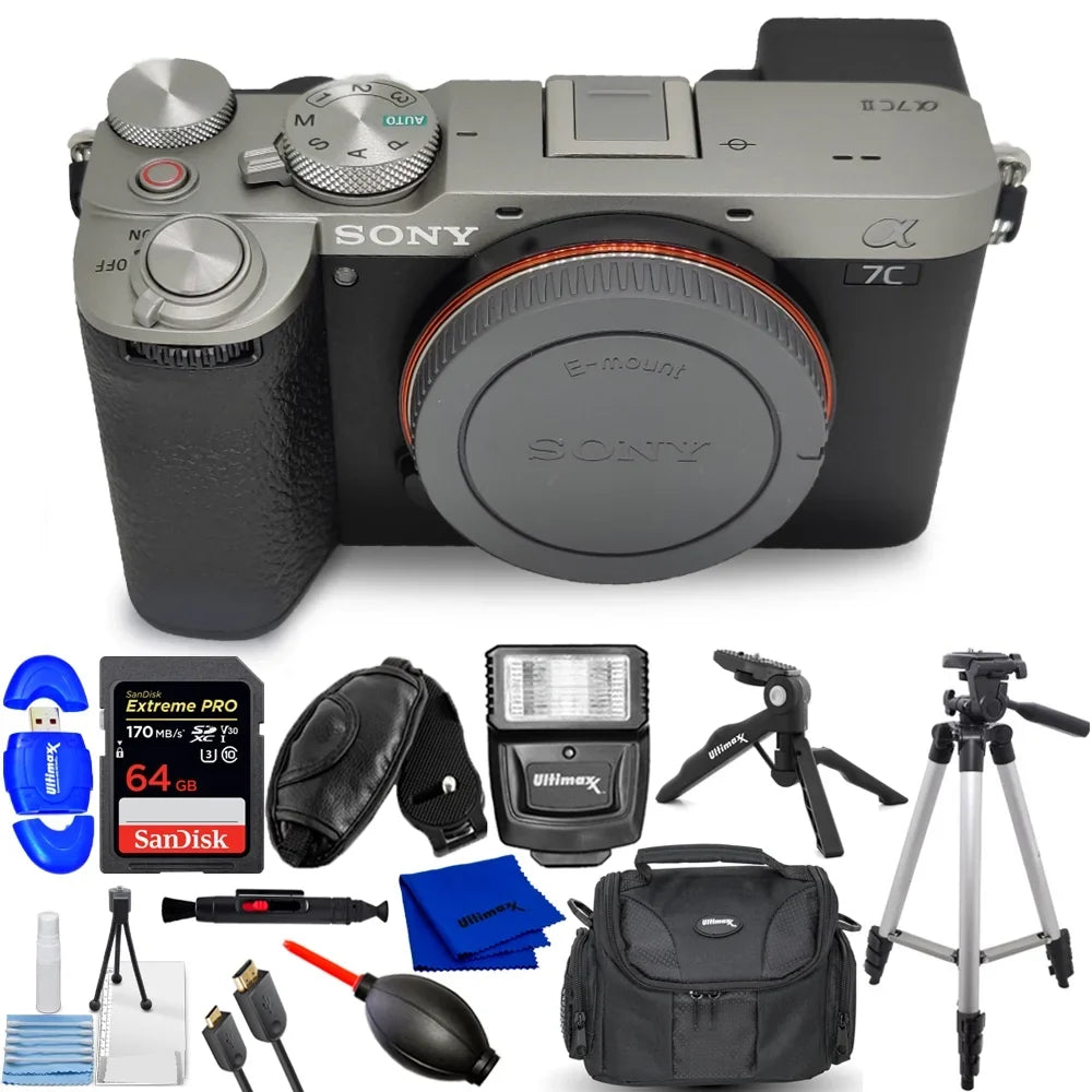 Sony Accessory Mirrorless ILCE-7CM2/S Camera - Bundle 12PC II (Silver) a7C