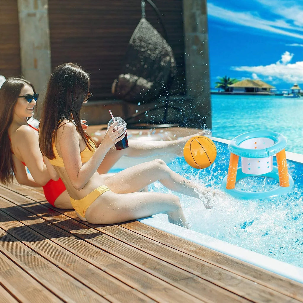 Basketball Adults, for Inflatable Blue with Family Net Fun Swimming Outdoor Pool 2 Court Basketball Ball, Marigold & Hoops Volleyball Volleyball Kids, | Game Light