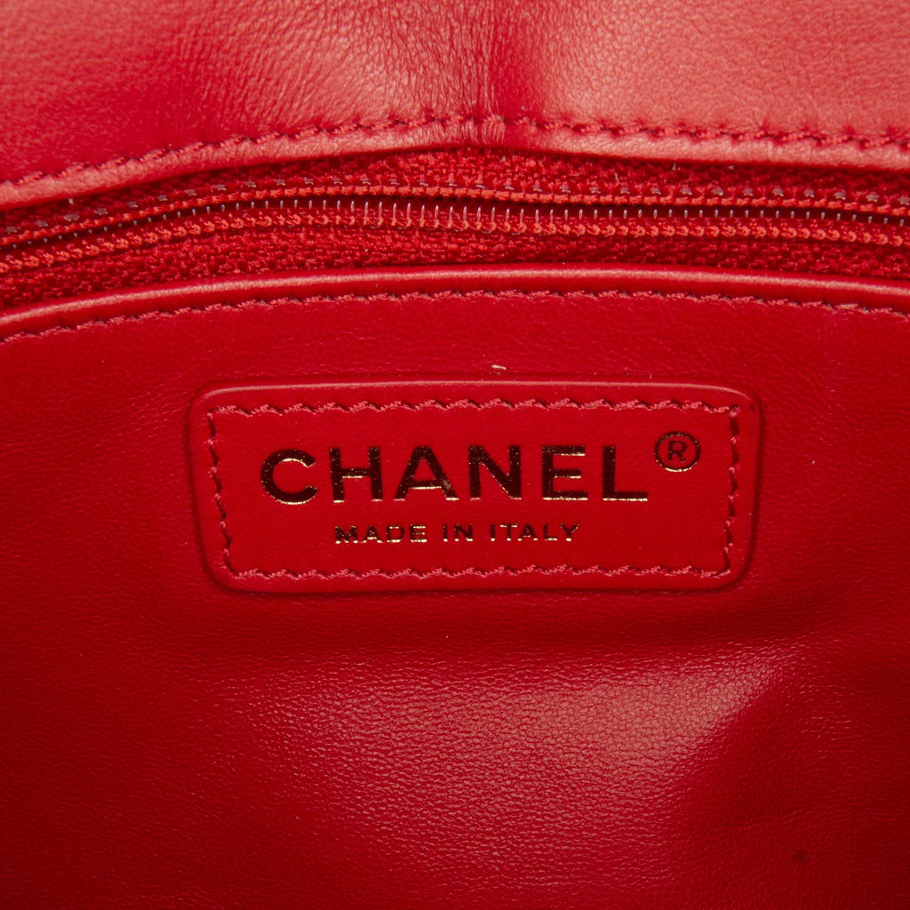 Carry Satchel Easy Unisex Pre-Owned Chanel (Good) Authenticated Lambskin Red Small Flap Leather Bag