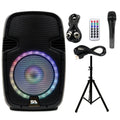 Lights, Remote Microphone, Active Bluetooth System Party DJ Speaker Audio Seismic LED and Home SA-KP15BTH 15 Karaoke PA Inch Cable Stand, with