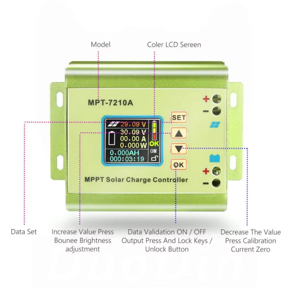 Voltmeter 72 Mppt Boost Solar Controller, V Ammeter Control to Charger Battery 24 Numerical V Module