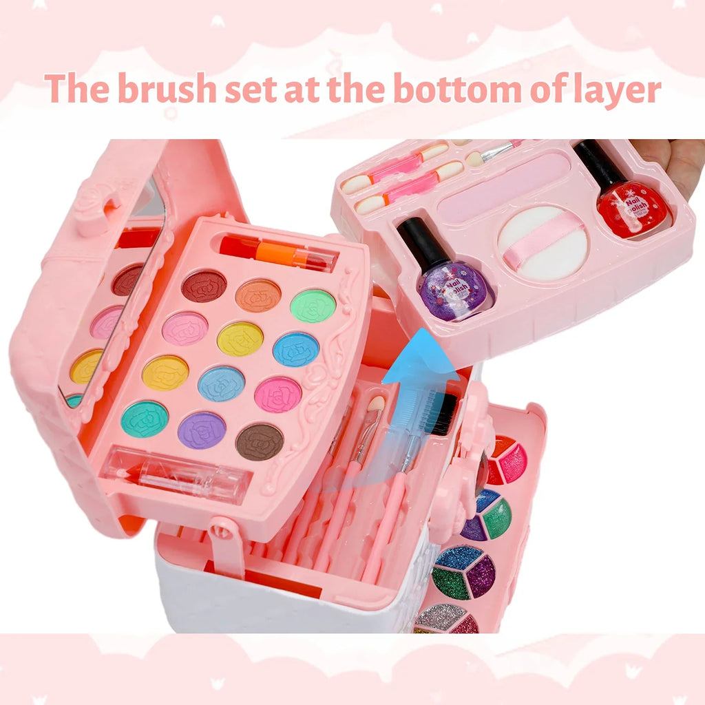 42 Cosmetic Makeup Kids Makeup Christmas Toys Real Non-Toxic WATTNE Frozen Safe Kids Girl Set Kit, Washable for Makeup Birthday (Pink) 3-12 Year Makeup Gift Pcs Girl for Set, & & Kit Old Toddler