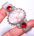 For Adst. Jasper 925 Gift, C6176-12, Cuff Beautiful Jewelry Plated Bali Gift, T946 Valentine's Woman & Birthday & Day Girls Garnet Silver Rosetta