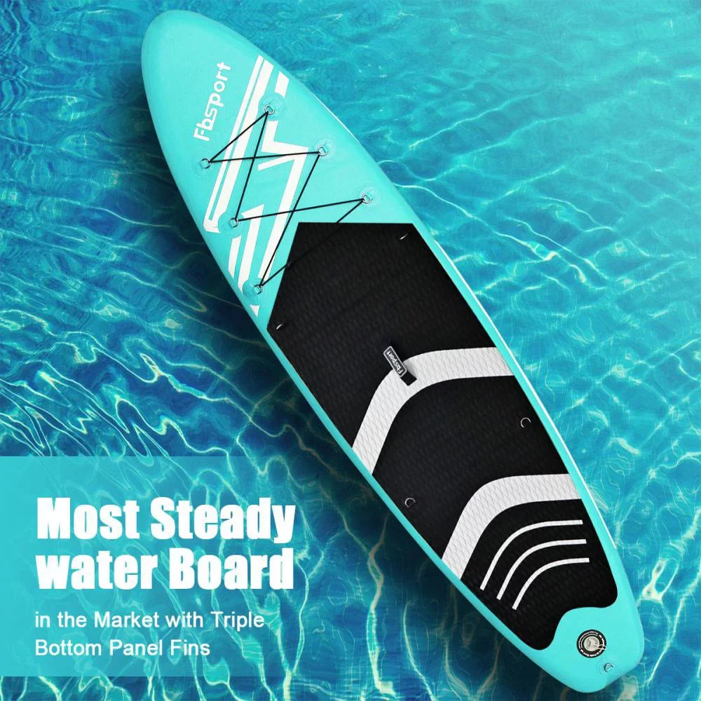 Stand 10 Non-Slip with Inflatable Paddle Green Standing Ft. Bag, Carry Brushed Stance, Board up FBsport Wide Boat, Complete Control, Thickening Deck, and Surf Accessories