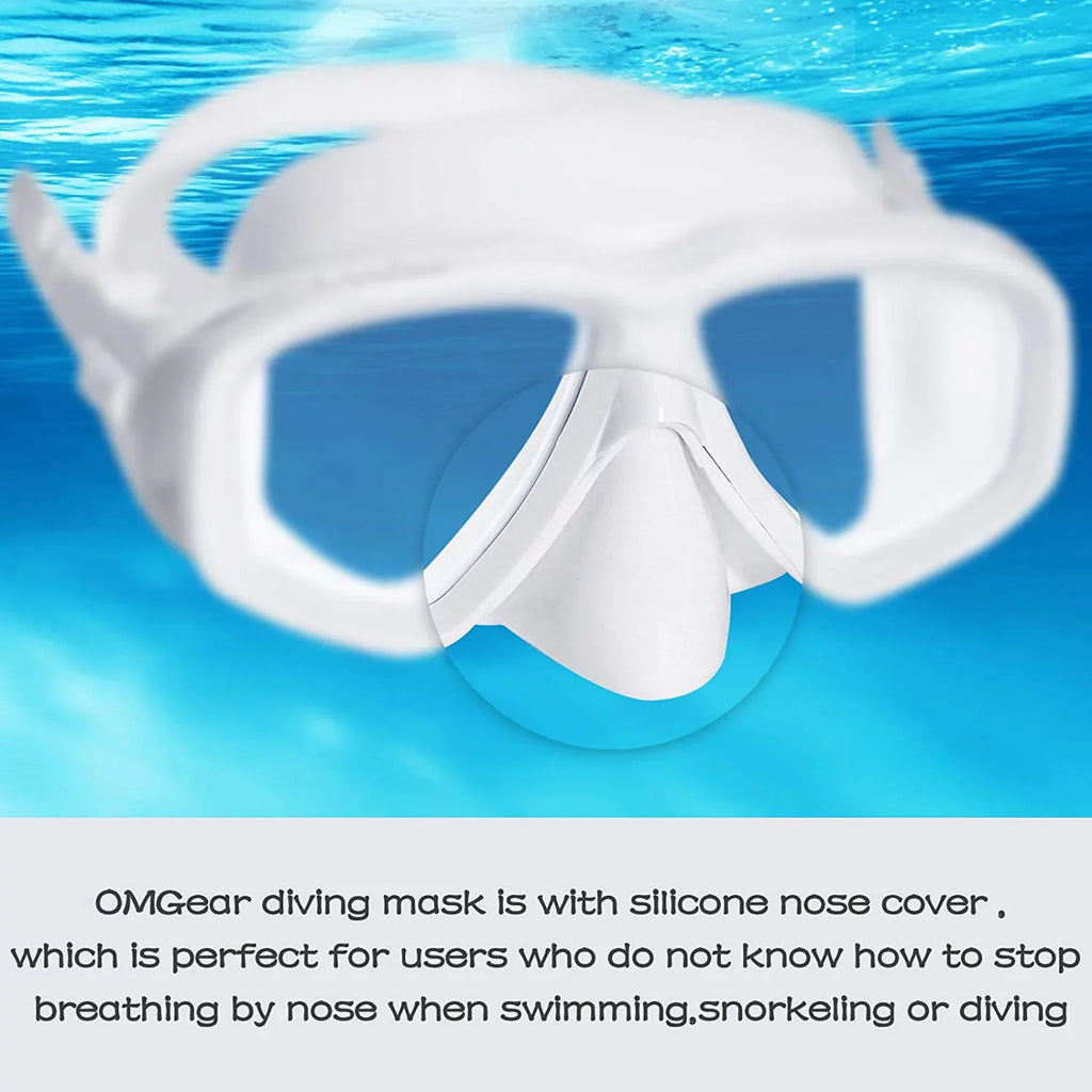 Swim Junior Scuba Swimming Snorkeling Dive Neoprene Nose Snorkel Mask Diving Mask with Resistance Gear for Strap Impact Goggles Cover Adult OMGear Goggles Spearfishing