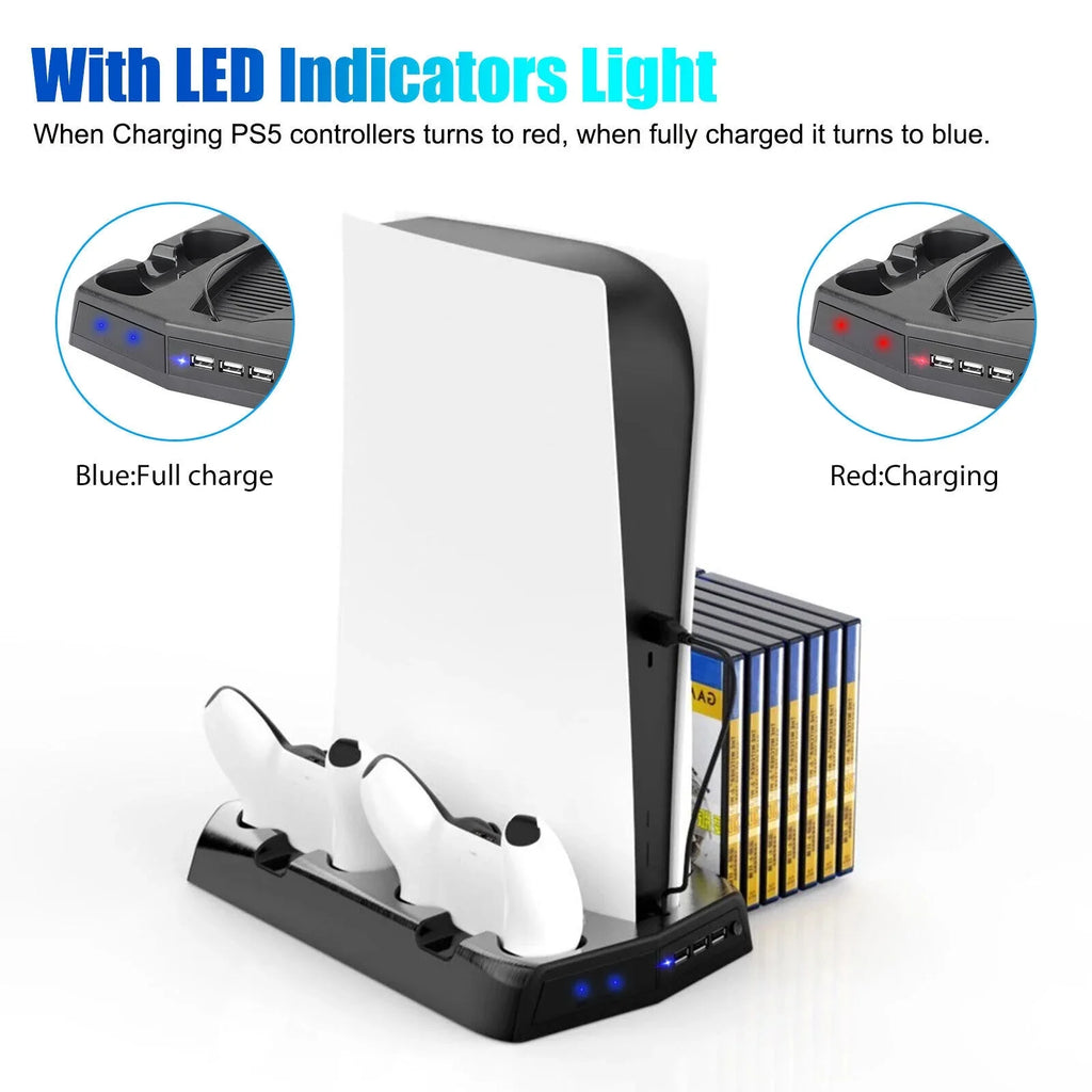 14 Disk Cooling For Fans PS5 Games Charging Slot Stand Dock Controller w/Console