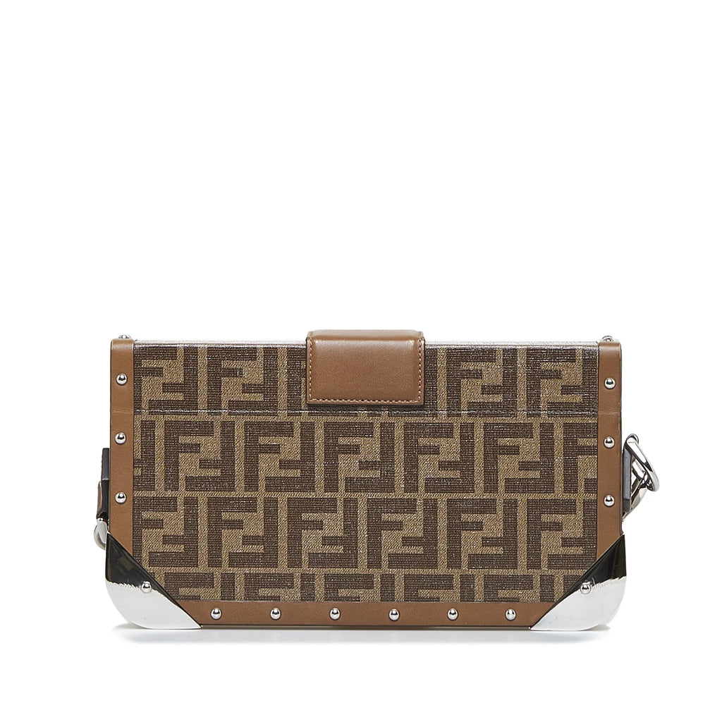 Fendi Coated Baguette (Good) Brown Unisex Fabric Crossbody Trunk Authenticated Zucca Canvas Pre-Owned Bag