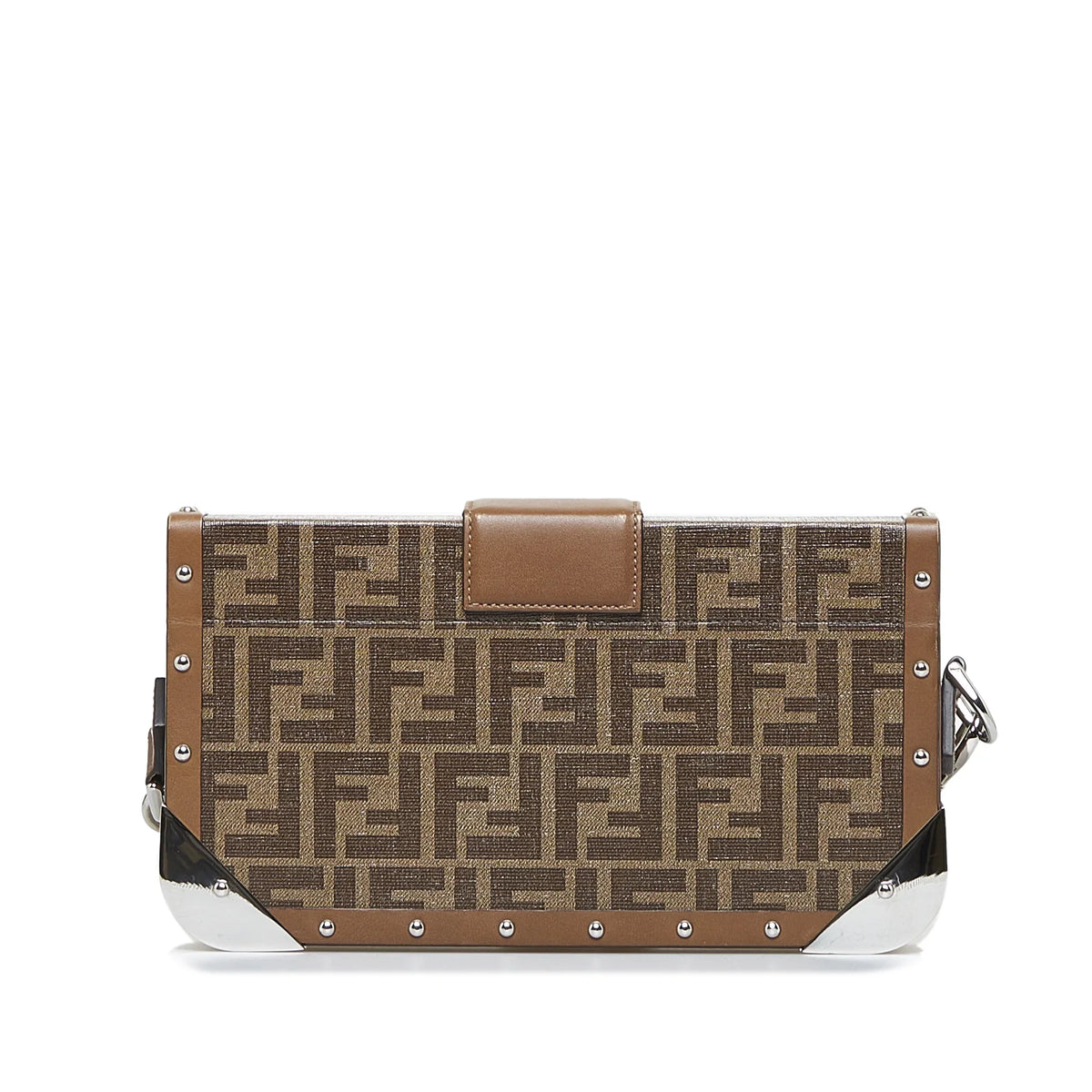 Fendi Coated Baguette (Good) Brown Unisex Fabric Crossbody Trunk Authenticated Zucca Canvas Pre-Owned Bag