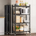 5 Foldable Joybos® Tier Duty Metal with Organizer Heavy Shelves Wheels Black