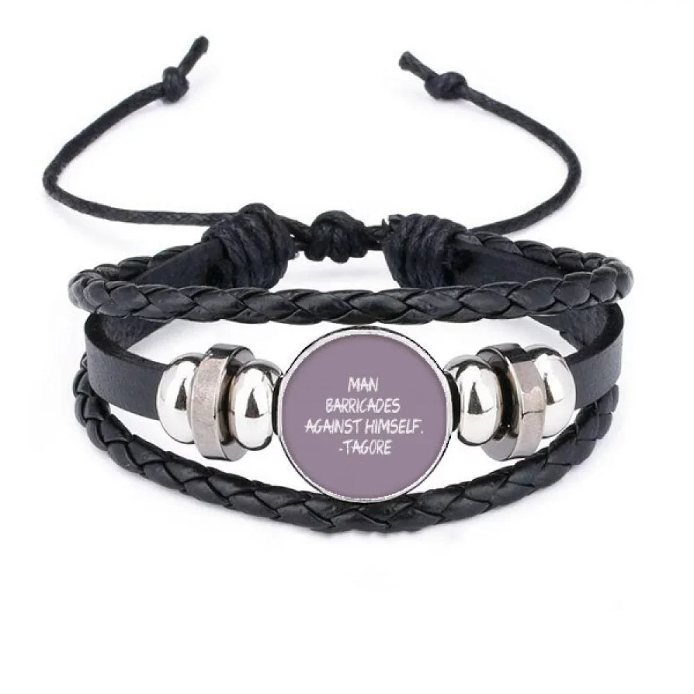 People Rope Qoutes Famous Woven Bracelet Aganist Leather Braided Barricades Wristband Himself Healing